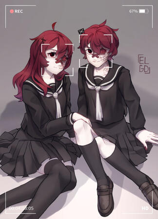 Full body, full render, simple background, two characters - $170